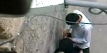 Paki Aunty in Black Burqa enjoys Muslim Sex with Paki Boy on Road - video 1