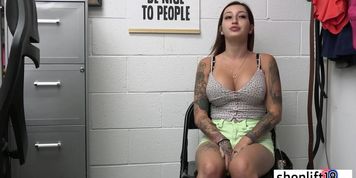 Big boobs thief Anna Chambers gets fucked in office after she stole things