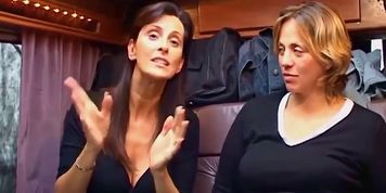 Angie George and Anabel Moon in the van (Alicia Rhodes, Van Damage)
