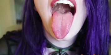 Goth girl spit tongue fetish