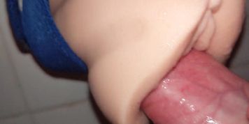 Up Close Cock In Pocket Pussy In The Shower -  Virgin Cums With Fleshlight Toy Accident
