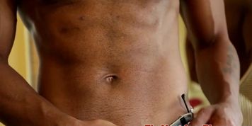 Black sixpack stud jerking his dick