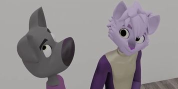 [3D Furry Macro] Eyes Up Here with Purple Cat & Tiny Dude HQ by Ducky (Catherine Parris)