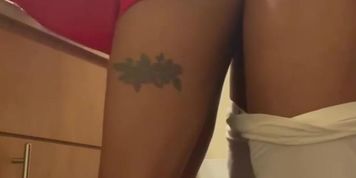 Skinny Ebony Stripper Fucks Her Bbc Roommate Before The Club. (Red Leather Dress Fuck) (Bobbi Eden)