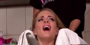 Hairstylist and Girlfriend Fuck their Monster Dick Client (Cayenne Klein, Vanda Lust)