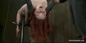 Redhair bondage girl Lilla Katt gets her shaved tight pussy vibed