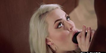 BLACKED Gorgeous Blonde fangirl gets creampied by crush Jax