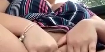 BBW playing with her pussy in public