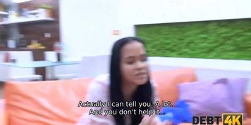 DEBT4k. Bimbo brunette pays the rent using juicy boobs and tight pussy
