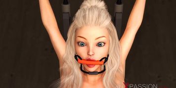3DXPASSION - 3d sexy dickgirl bangs a hot young blonde in restraints in the sci-fi lab
