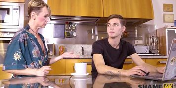 SHAME4K. Mature with short hair fucked after guy finds her obscene pictures