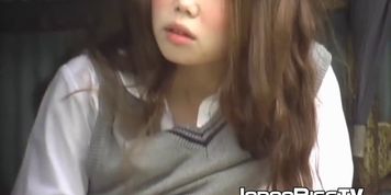 JAPAN PISS TV - Pissing in pants for this Japanese schoolgirl cutie outside