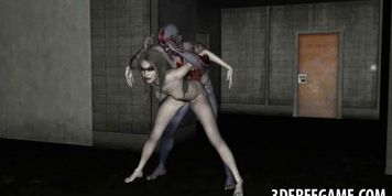 3D cartoon zombie babe getting licked and fucked - video 1