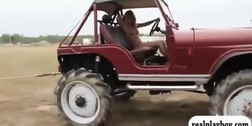 Nasty badass hot babes posed naked on top of ratrods