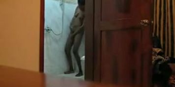 Ebony Girl In The Shower