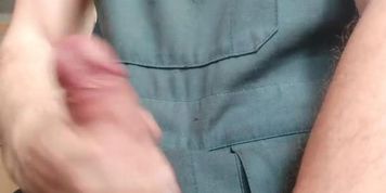 car mechanic masturbate cock at work