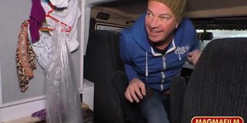 Passenger sucks driver and has fun with another man