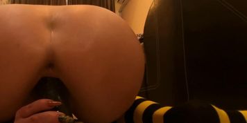 Fucking doggystyle with my big black friend dildo