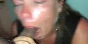 cute mature sucks BBC stranger in a condom