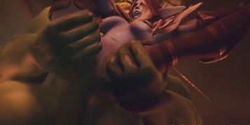 Big tits dark elf sucking and getting fucked by orcs