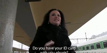 Brunette gets fucked in basement of train station