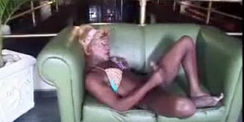 Transsexual black dude Daniel with massive meat pole is getting an awesome blowjob