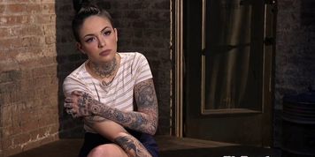 Inked sub punished by fingering and toying