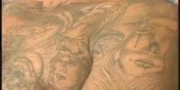 Sexy tattedLatino jacks off