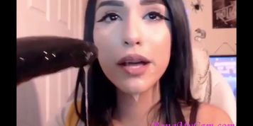 HOT - girl brunette deep throat and gag - NICE ASS