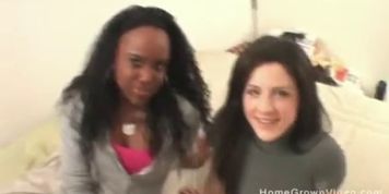 Interracial amateur lesbian teens playing together