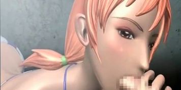 Big titted anime redhead giving titjob and blowjob