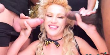 Cherry Kiss Gets Drilled In All Her Holes By 6 Big Dicks