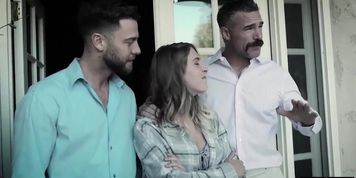 Angry college teen jumped in a threesome with strangers (Cadence Lux)