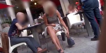 Sexy Legs Miniskirt Dress candid at public place