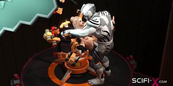 SCIFI-X - Busty sexy blonde and extreme sex with an android in the sci-fi lab
