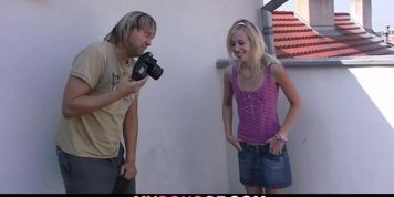 Older man lures blonde girl suck and ride his big dick
