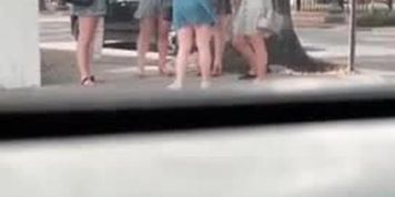 Cute teen short dress upskirt in the wind