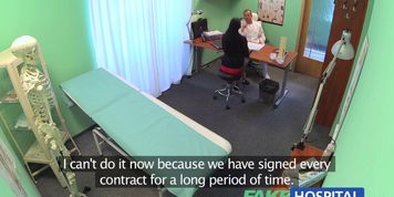 FAKE HOSPITAL - Sexy sales lady makes doctor cum twice as they strike a deal.