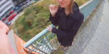 Fucking Glasses - Blonde cutie tricked into outdoor sex