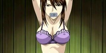 Hentai tied up sex prisoner gets body teased in group