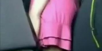 Poking her in bus