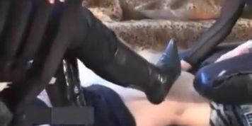 Girls Tickling a friend By their heels - Boots