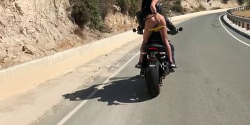 crazy chick masturbating on back on motorcycle (Cosette Ibarra)
