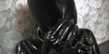 Asian Latex Catsuit Mask Blowjob