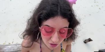 Katty West Gets Wet in a Golden Shower on the Beach