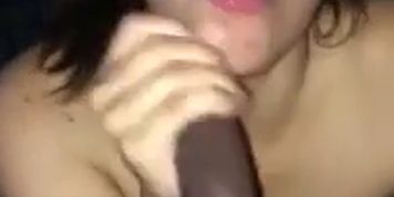My Latina gf sucks a big black cock and gets a facial