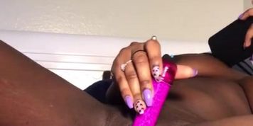 Sexy ebony with wet pussy watching anal porn 