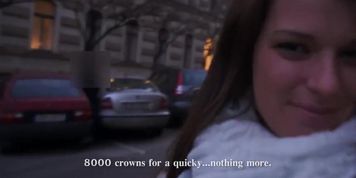 Beautiful big-tit brunette girl is fucked in public before work (Mona Lee)