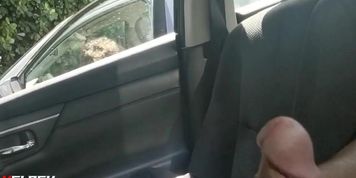 Flashing BBC in car to 2 milfs