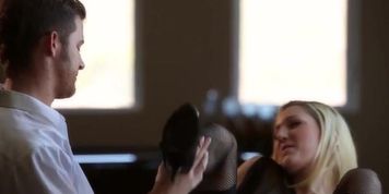 Stunning blonde Rylie Richman teases in her black lace stockings